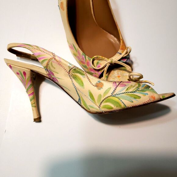 Stuart Weitzman Floral Slingback Shoes Sz 10 - Picture 1 of 16
